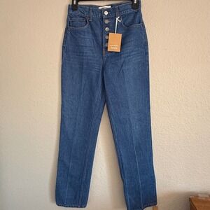 Reformation‎ Womens 24 Cynthia High Rise Straight Leg Button Fly Jeans Capsule
